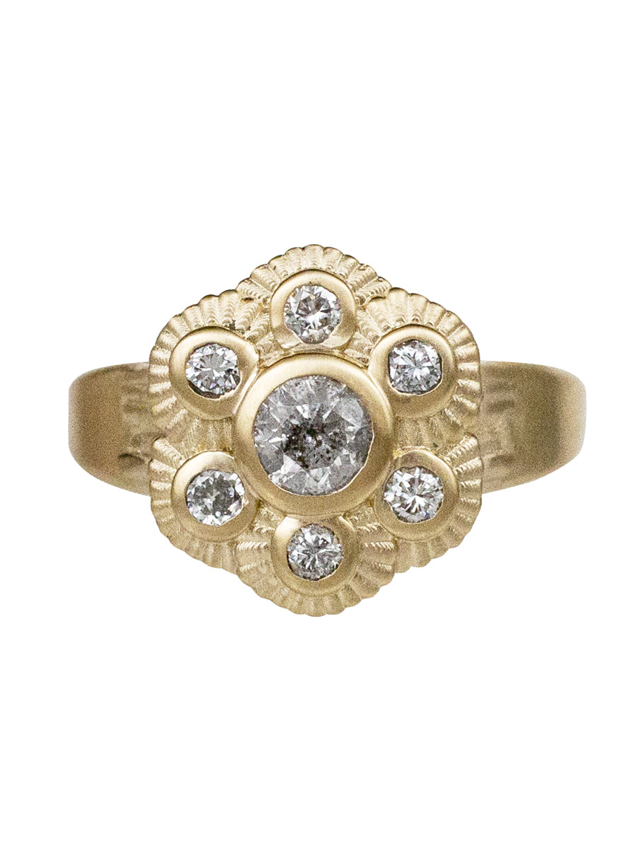 14K Diamond Venice Flower Ring