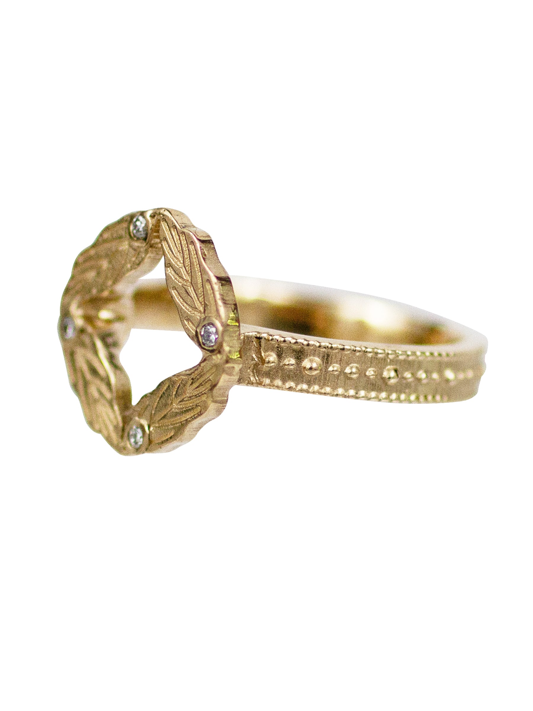 14K Feather Diamond RIng