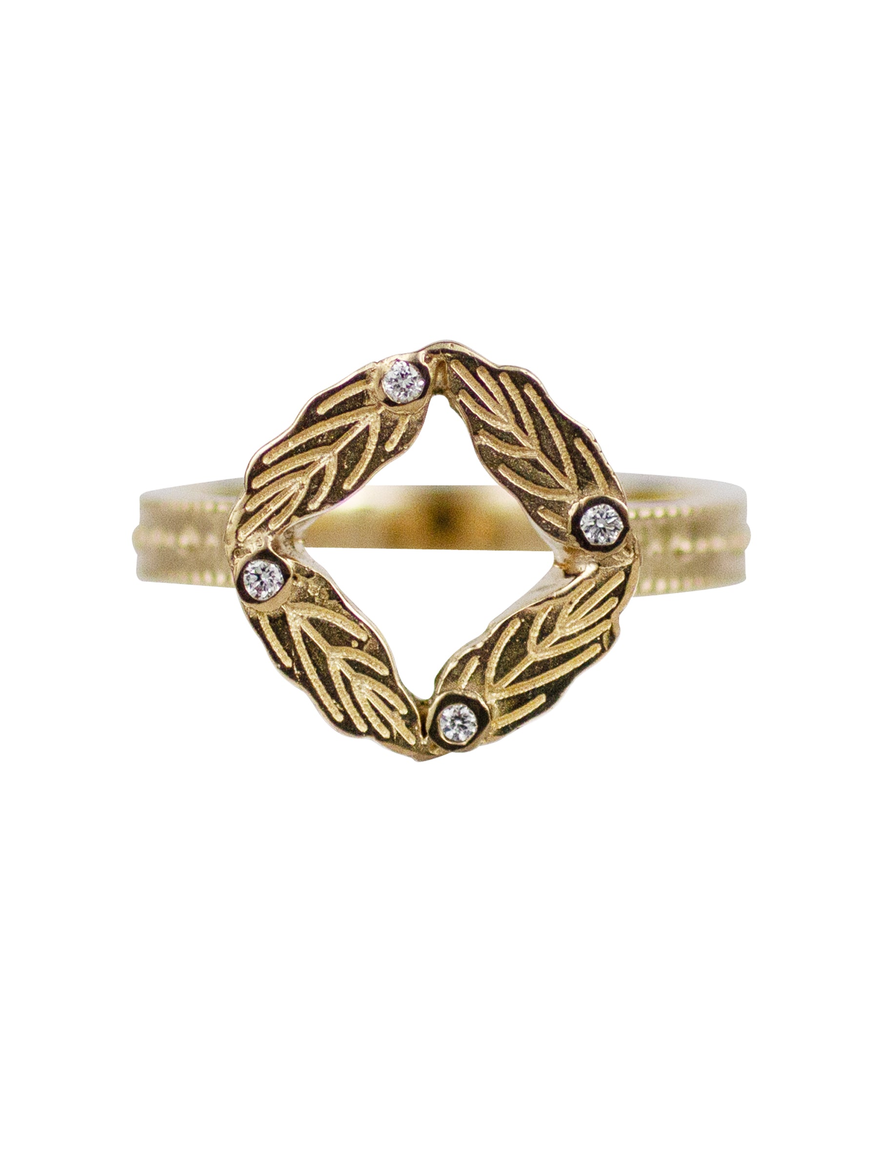 14K Feather Diamond RIng
