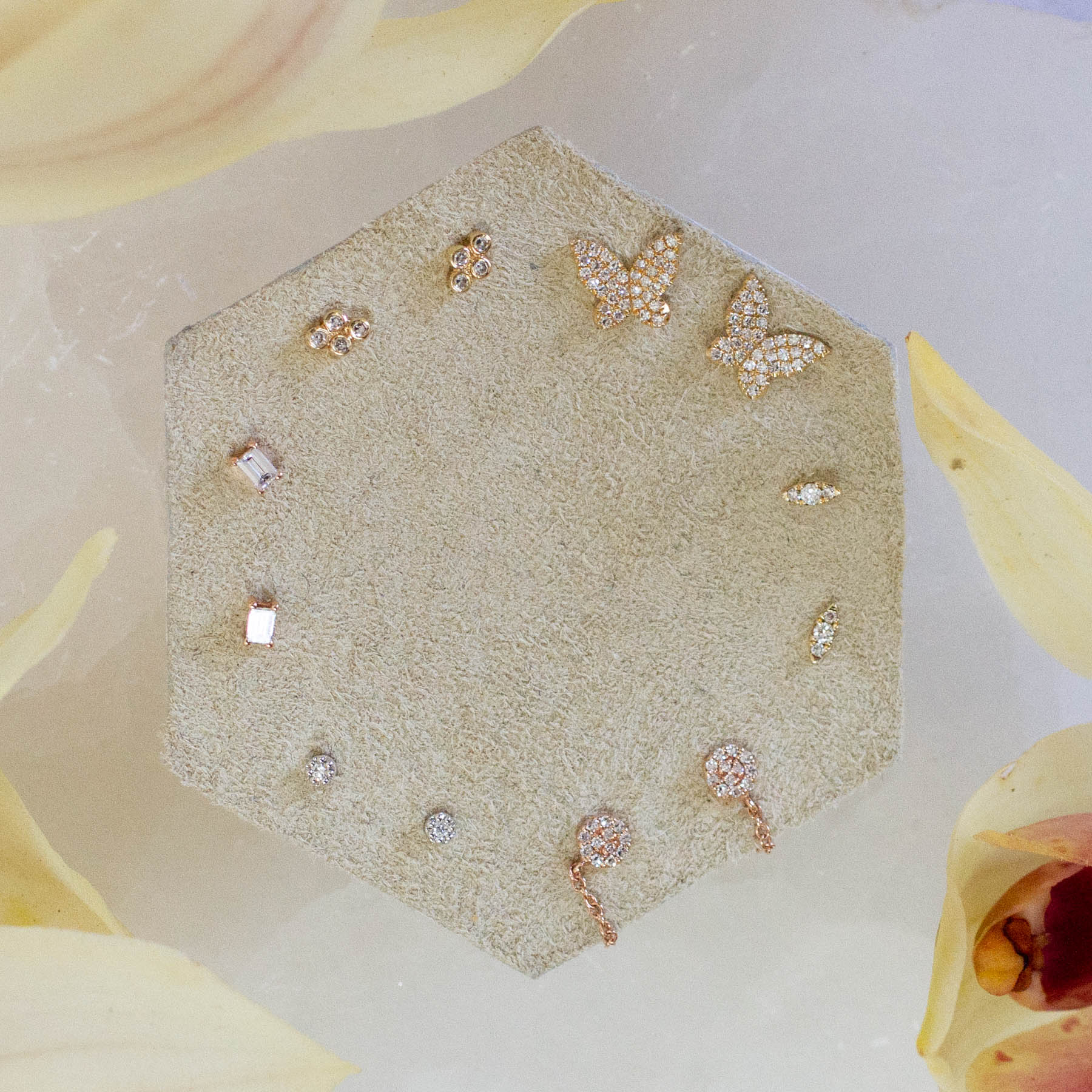 14K Diamond Butterfly Posts