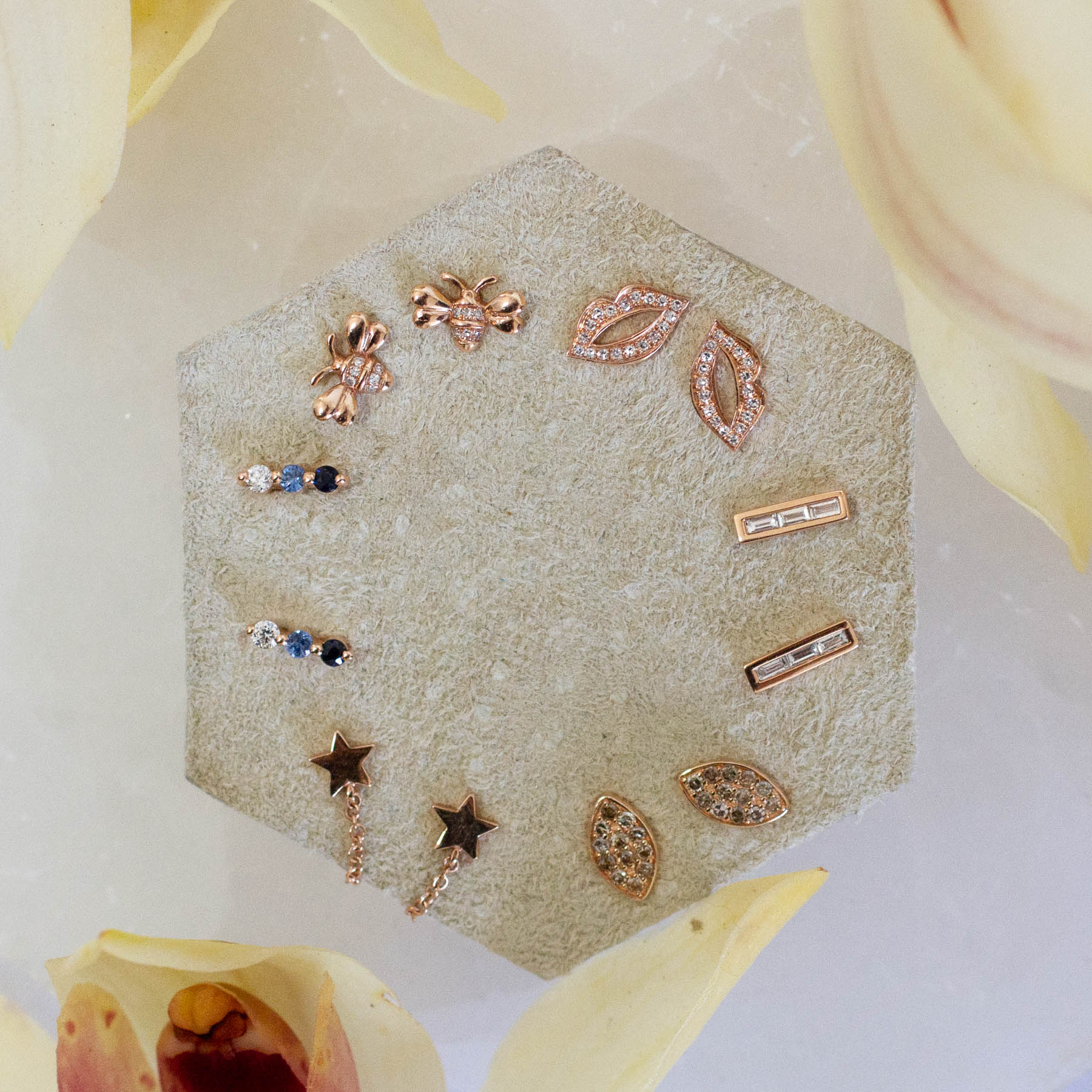 14K Diamond & Sapphire Posts