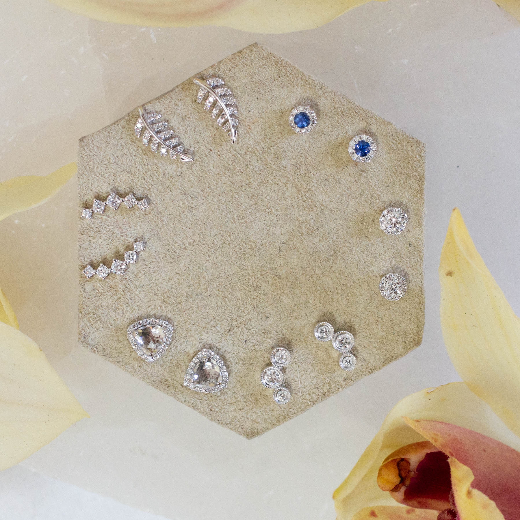 14K Diamond & Sapphire Round Posts