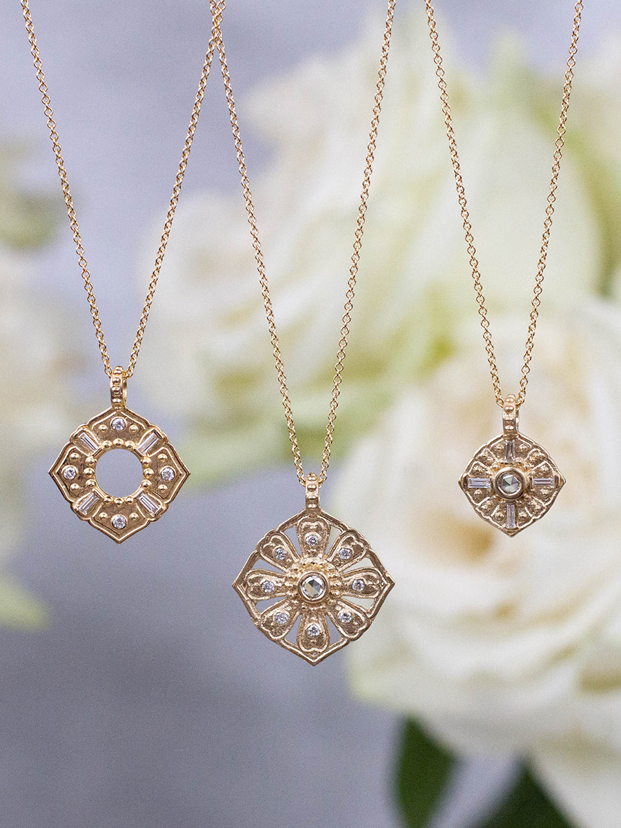 14K Anahata Baguette Diamond Necklace