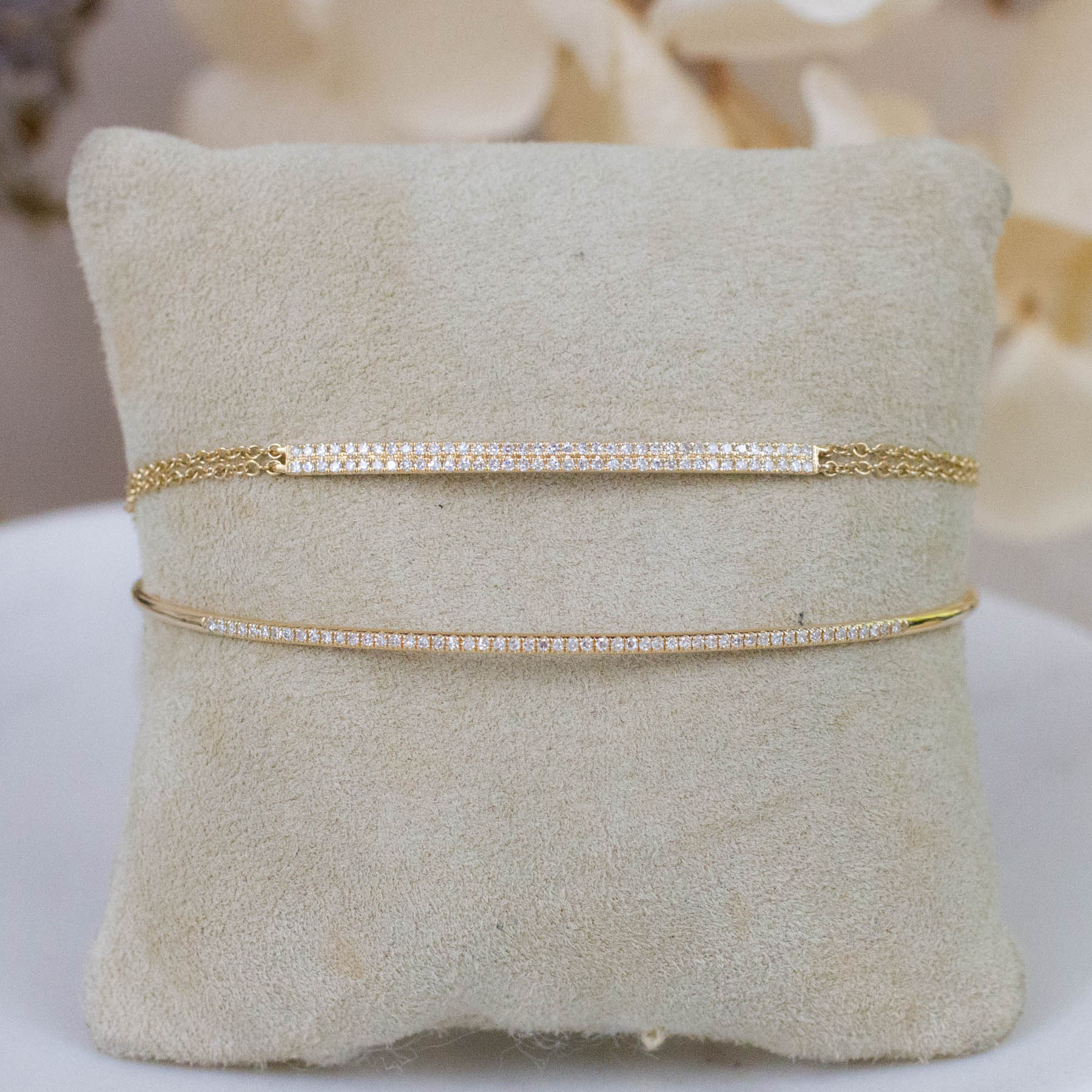 14K Diamond Delicate Bangle Bracelet