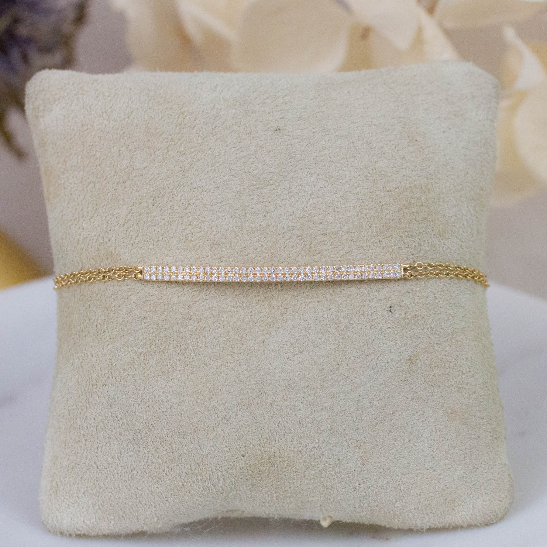 14K Diamond Double-Row Pavé Bar Bracelet