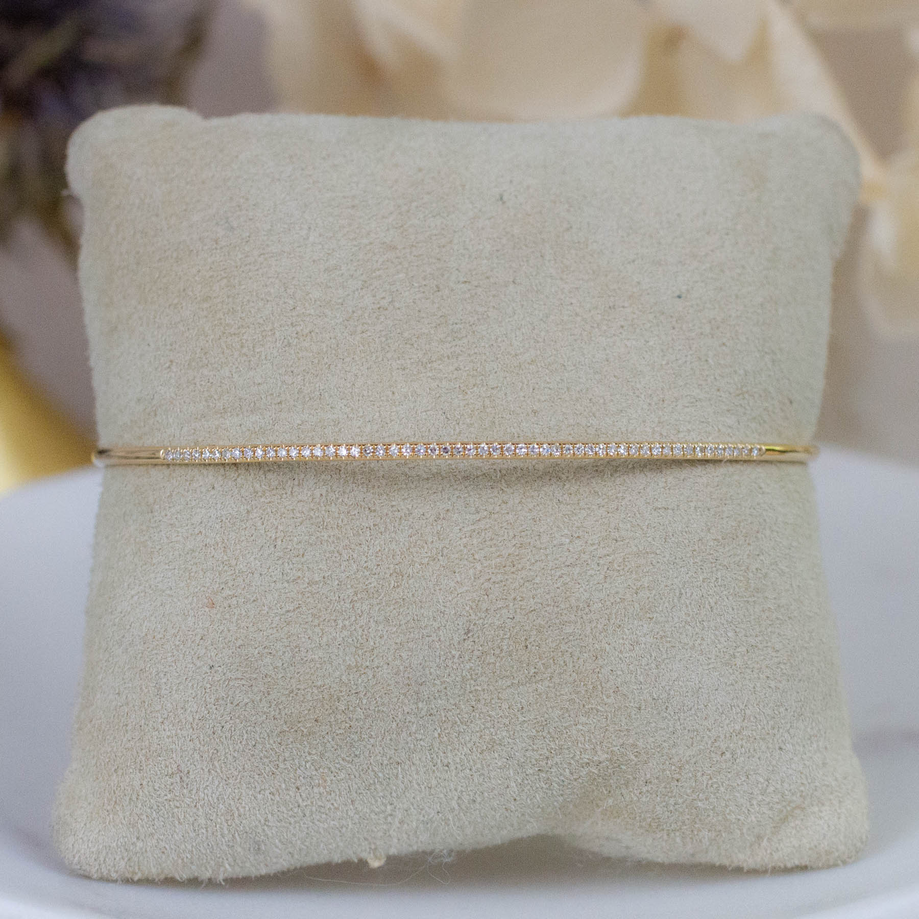 14K Diamond Delicate Bangle Bracelet