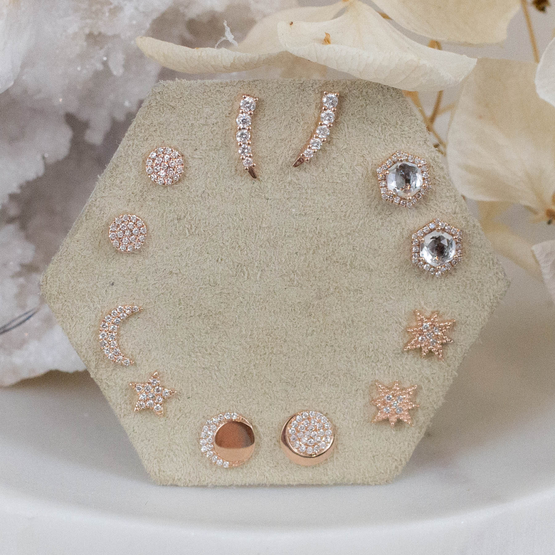 14K Diamond Pavé Disc Posts