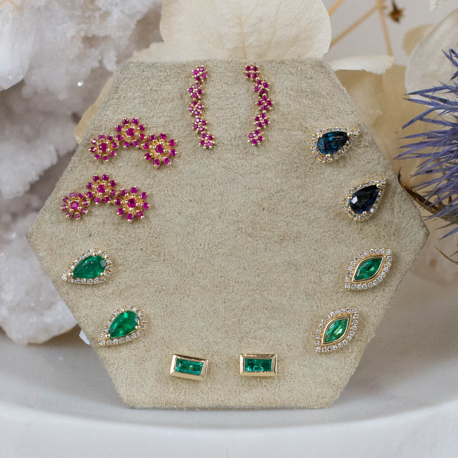 14K Ruby Flower Climber Posts