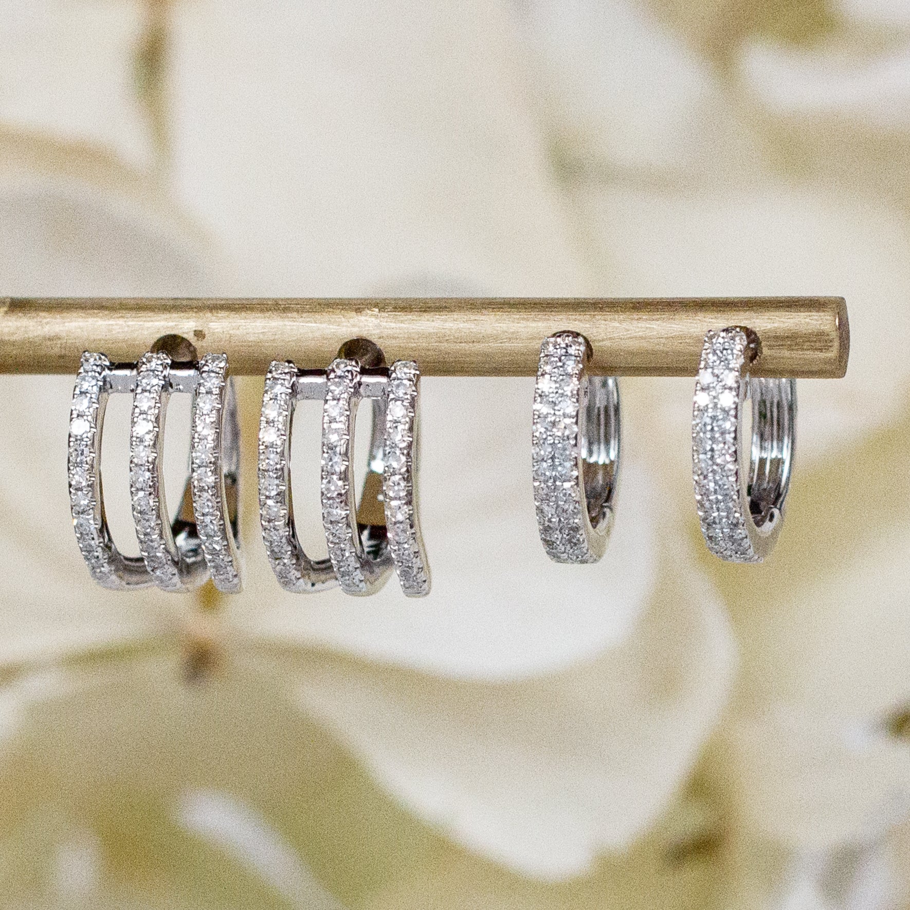 14K Double Row Mini Diamond Huggies