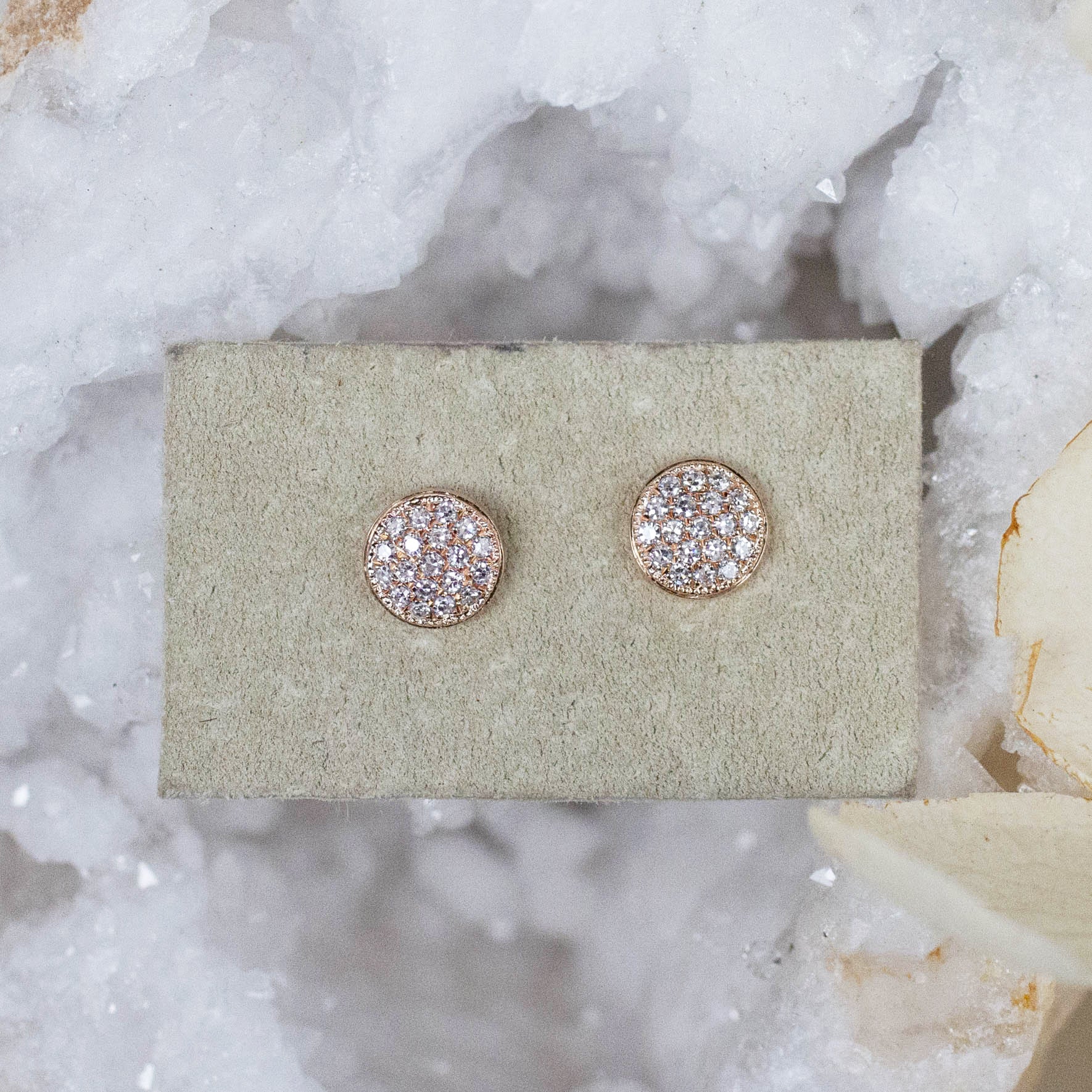 14K Diamond Pavé Disc Posts