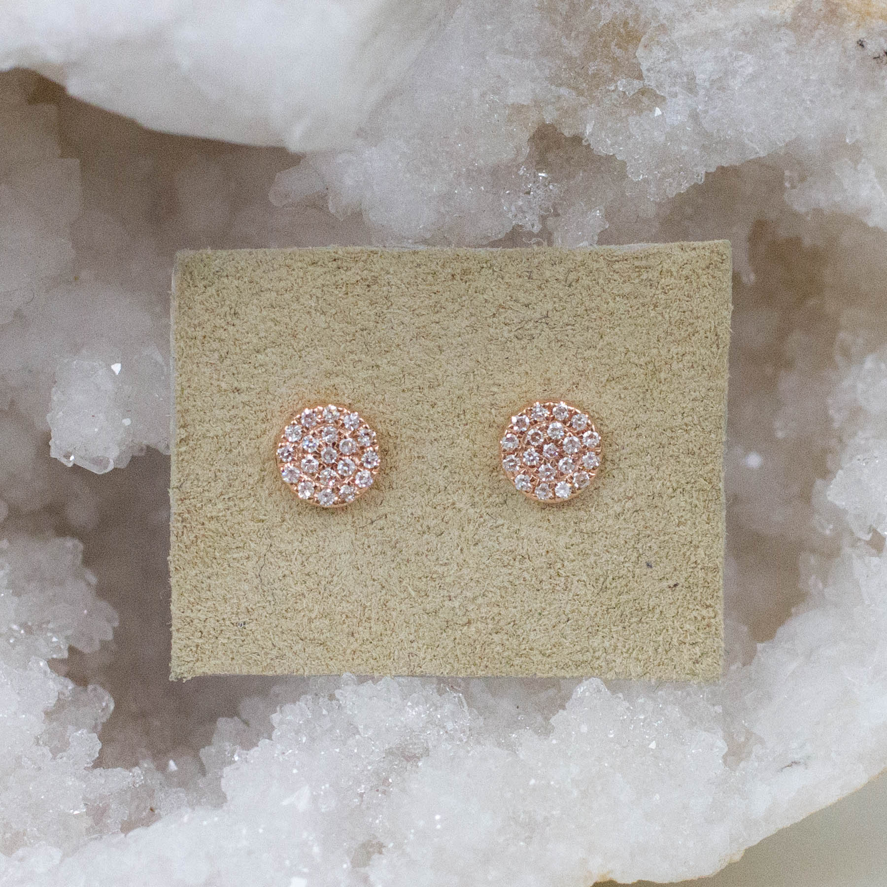 14K Pavé Diamond Disc Posts