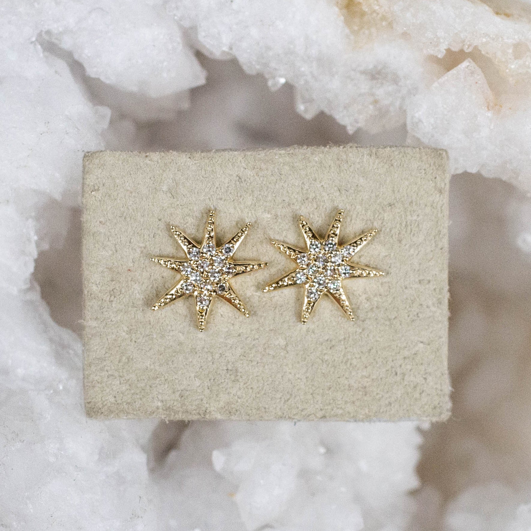 14K Diamond Star Posts