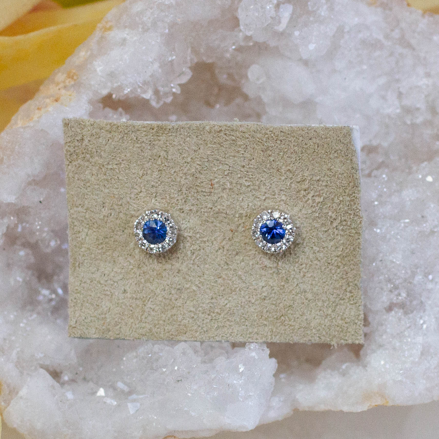 14K Diamond & Sapphire Round Posts