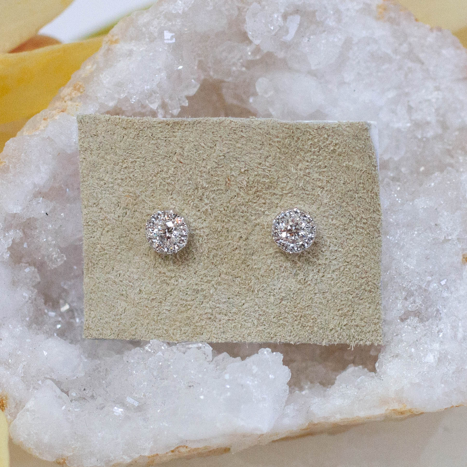 14K Diamond Round Posts