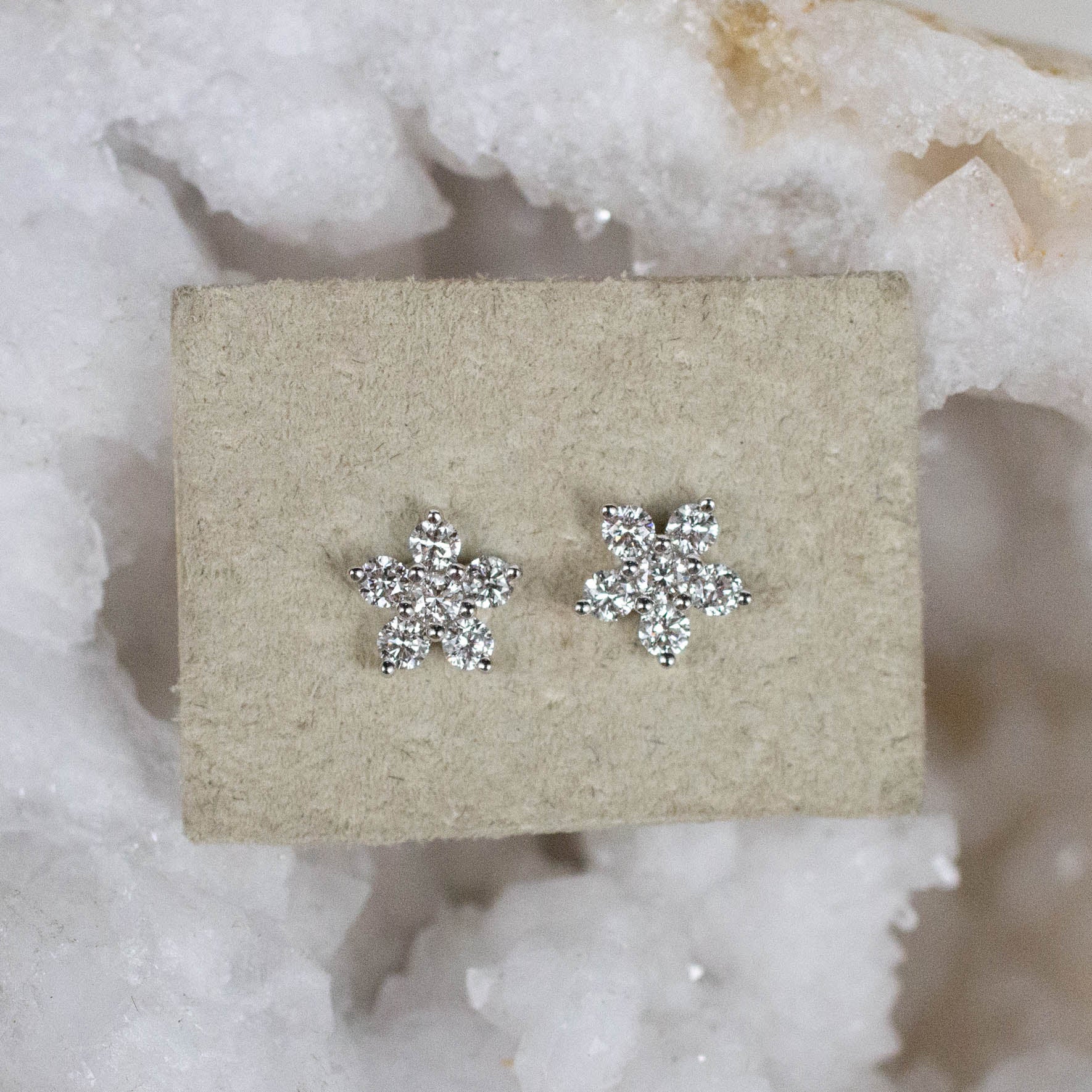 14K Diamond Flower Posts