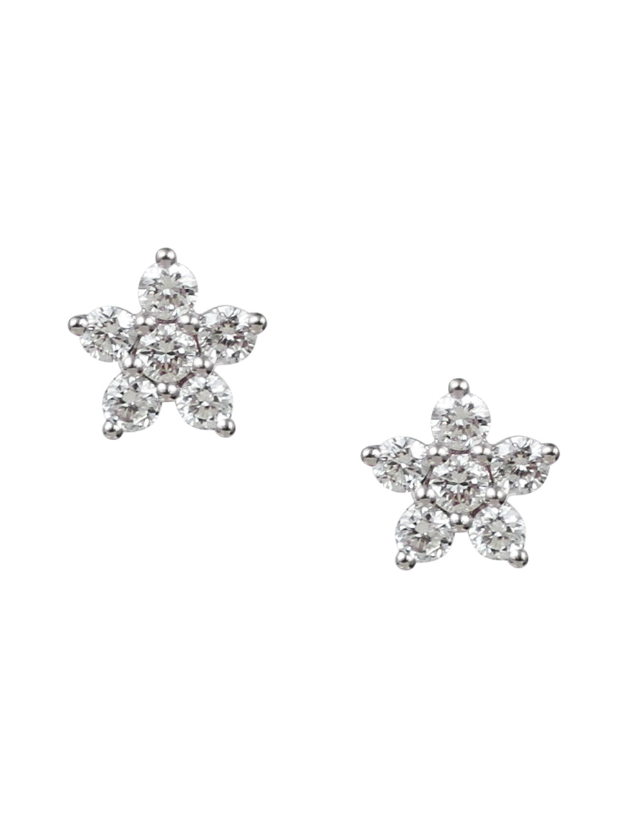 14K Diamond Flower Posts
