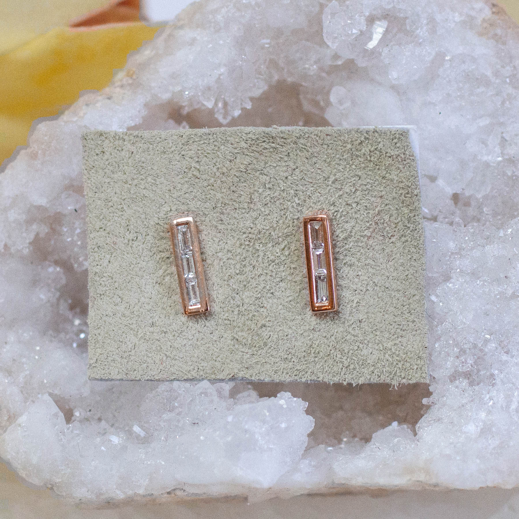 14K Diamond Baguette Posts