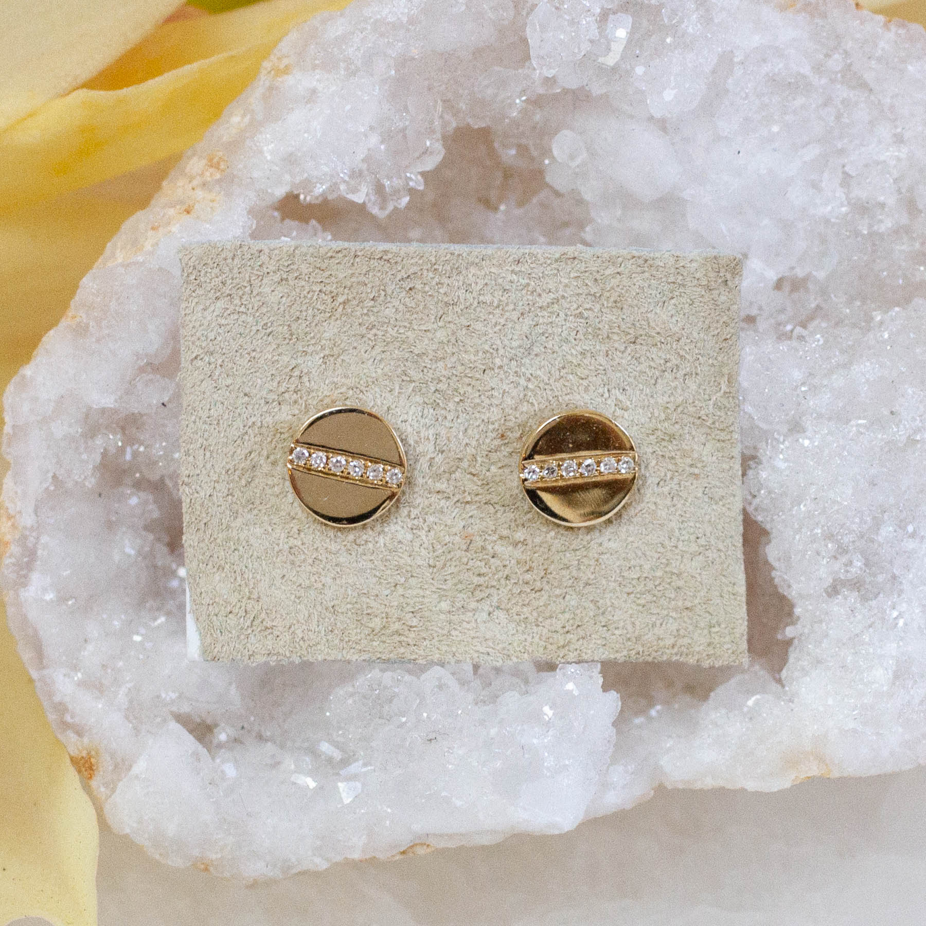 14K Diamond Disc Posts