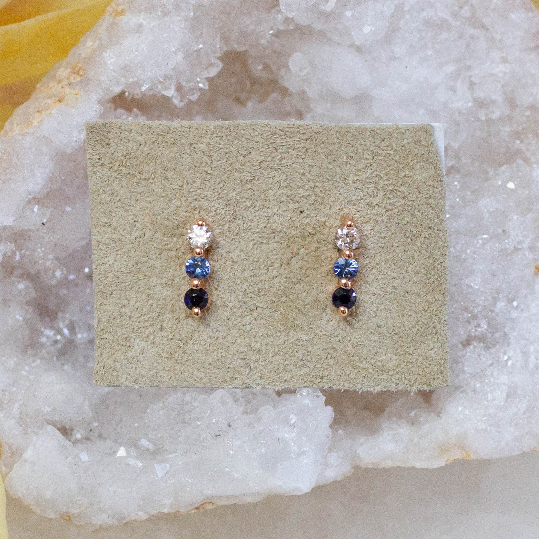 14K Diamond & Sapphire Posts