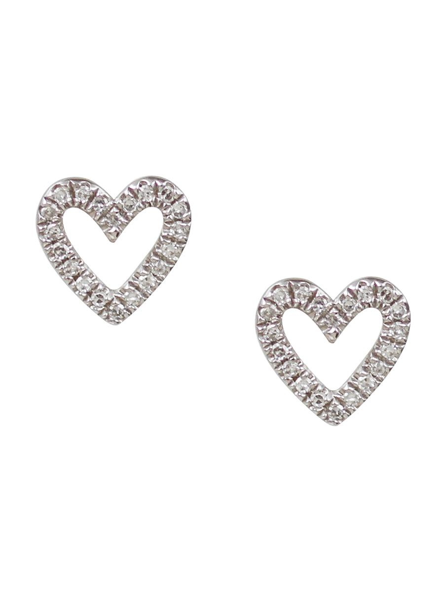 14K Diamond Open Heart Posts