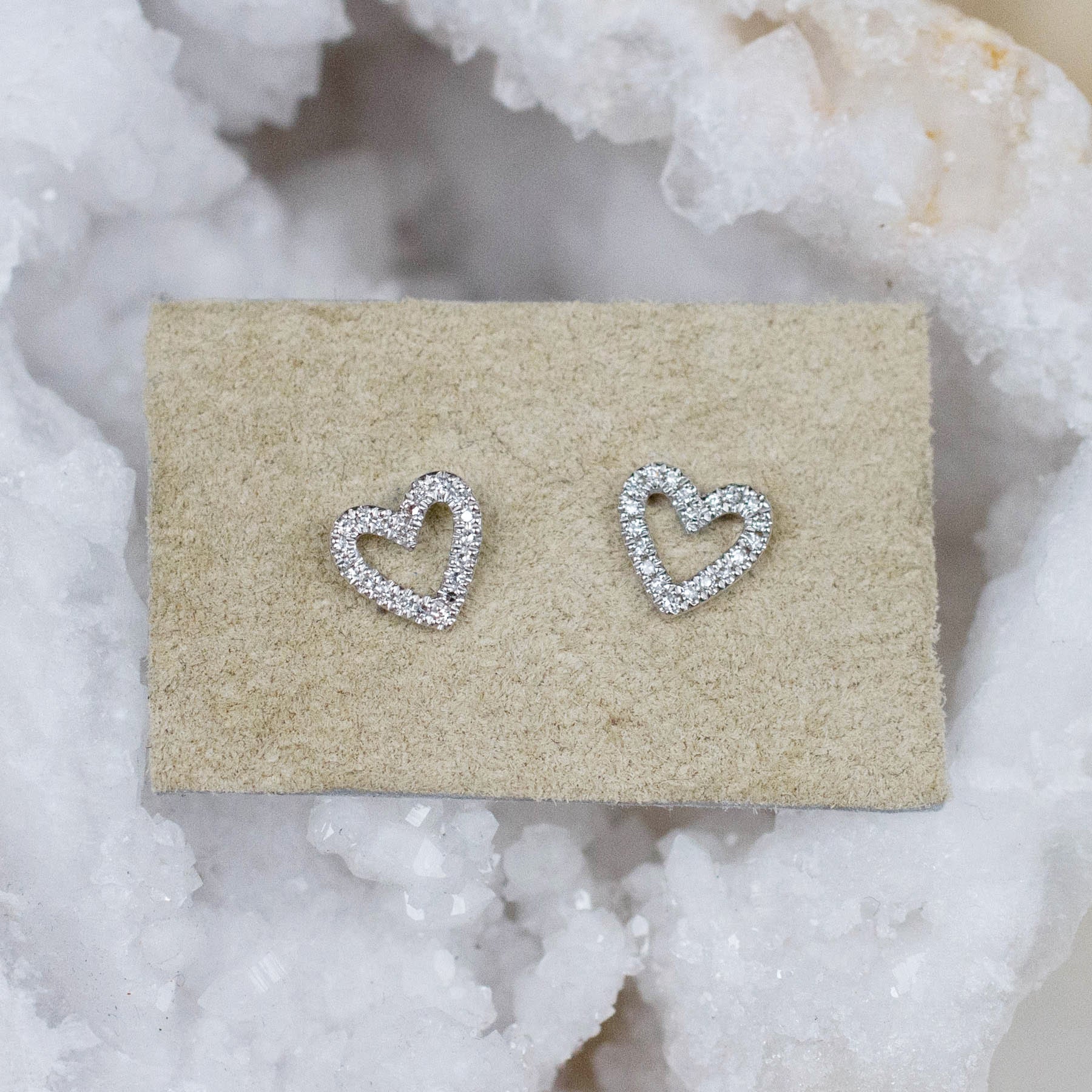 14K Diamond Open Heart Posts