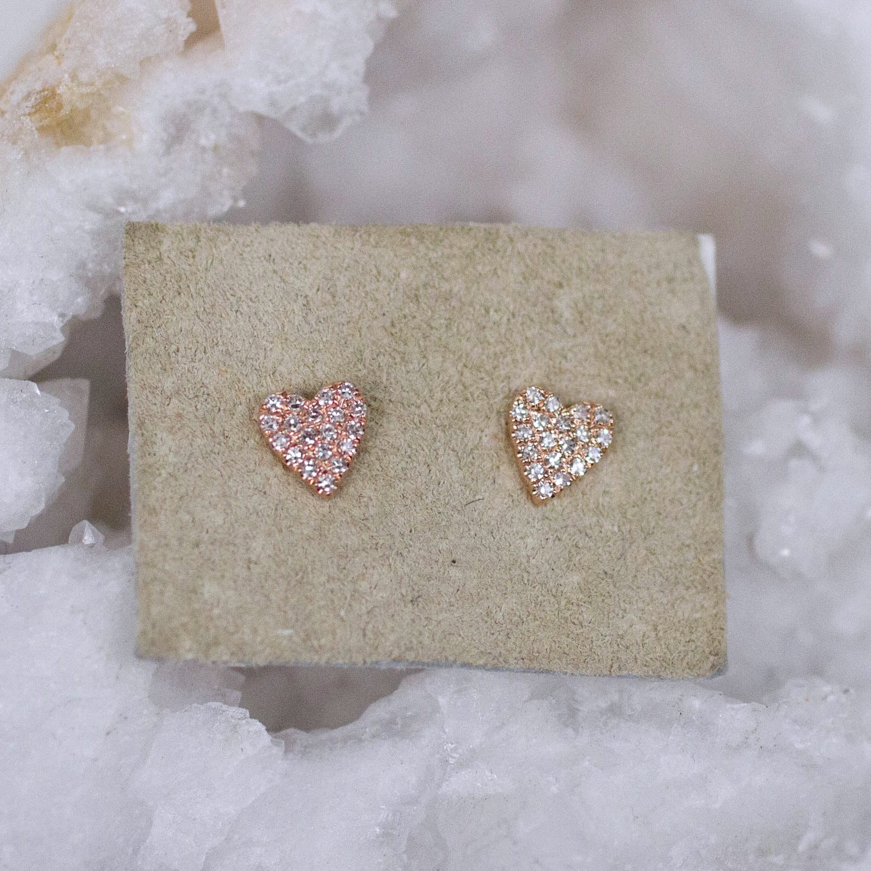 14K Diamond Pavé Heart Posts