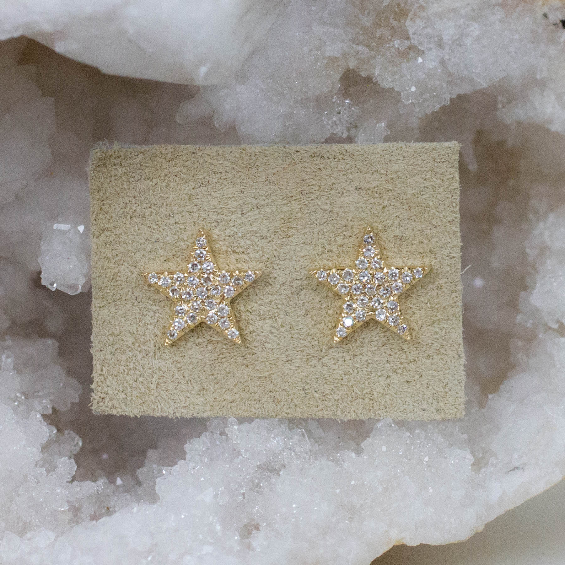 14K Diamond Medium Star Posts
