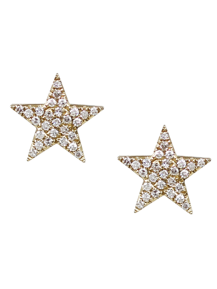 14K Diamond Medium Star Posts