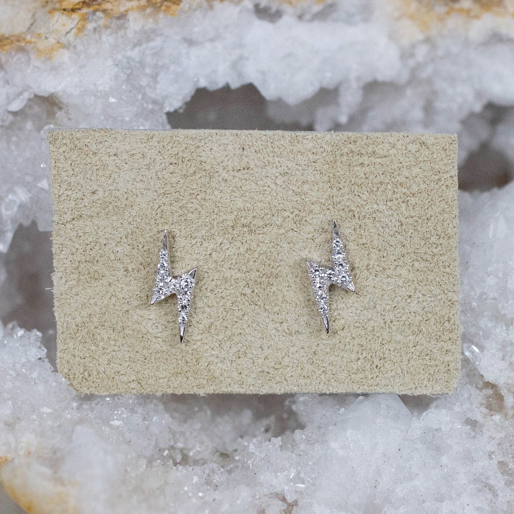 14K Diamond Lightning Bolt Posts