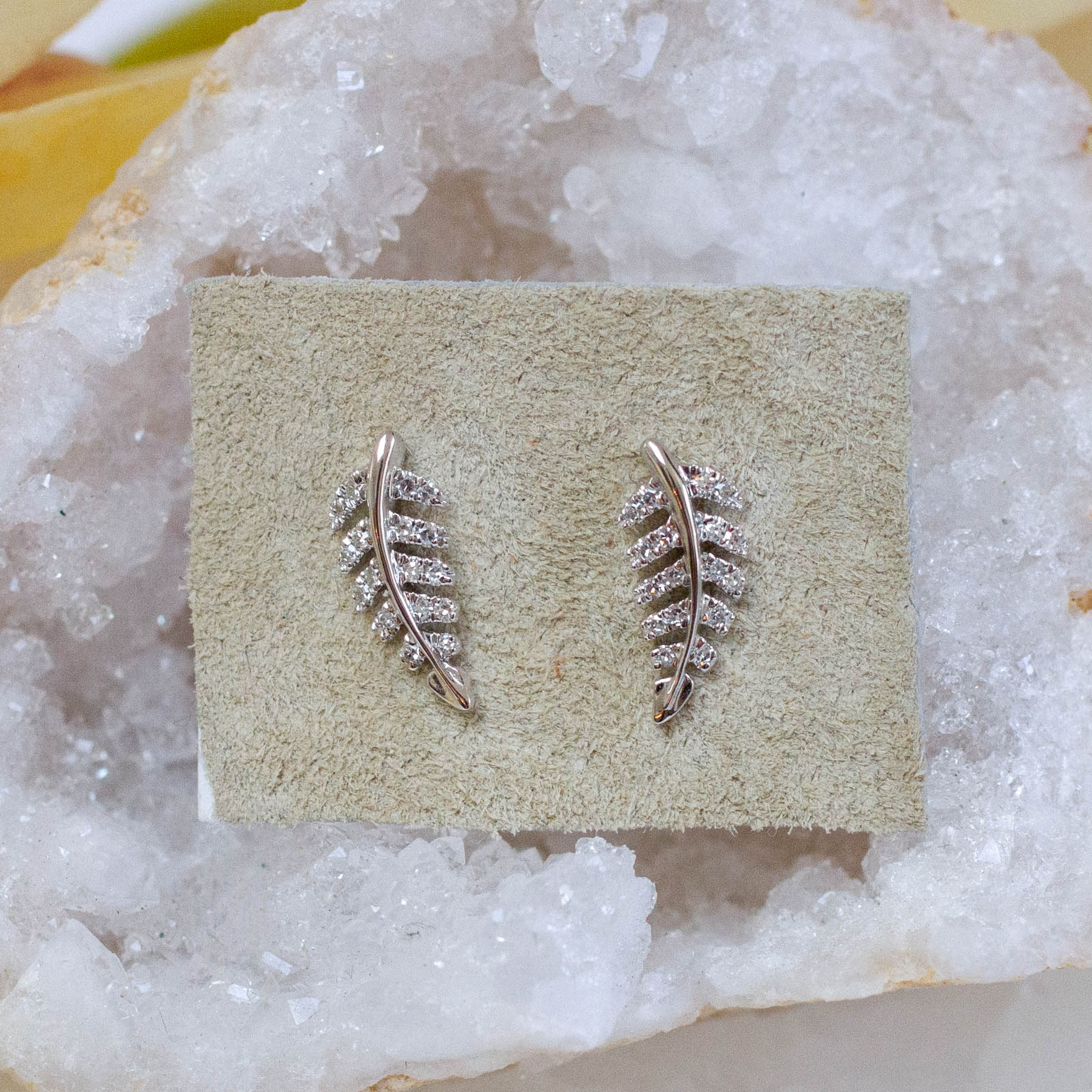 14K Diamond Fern Posts
