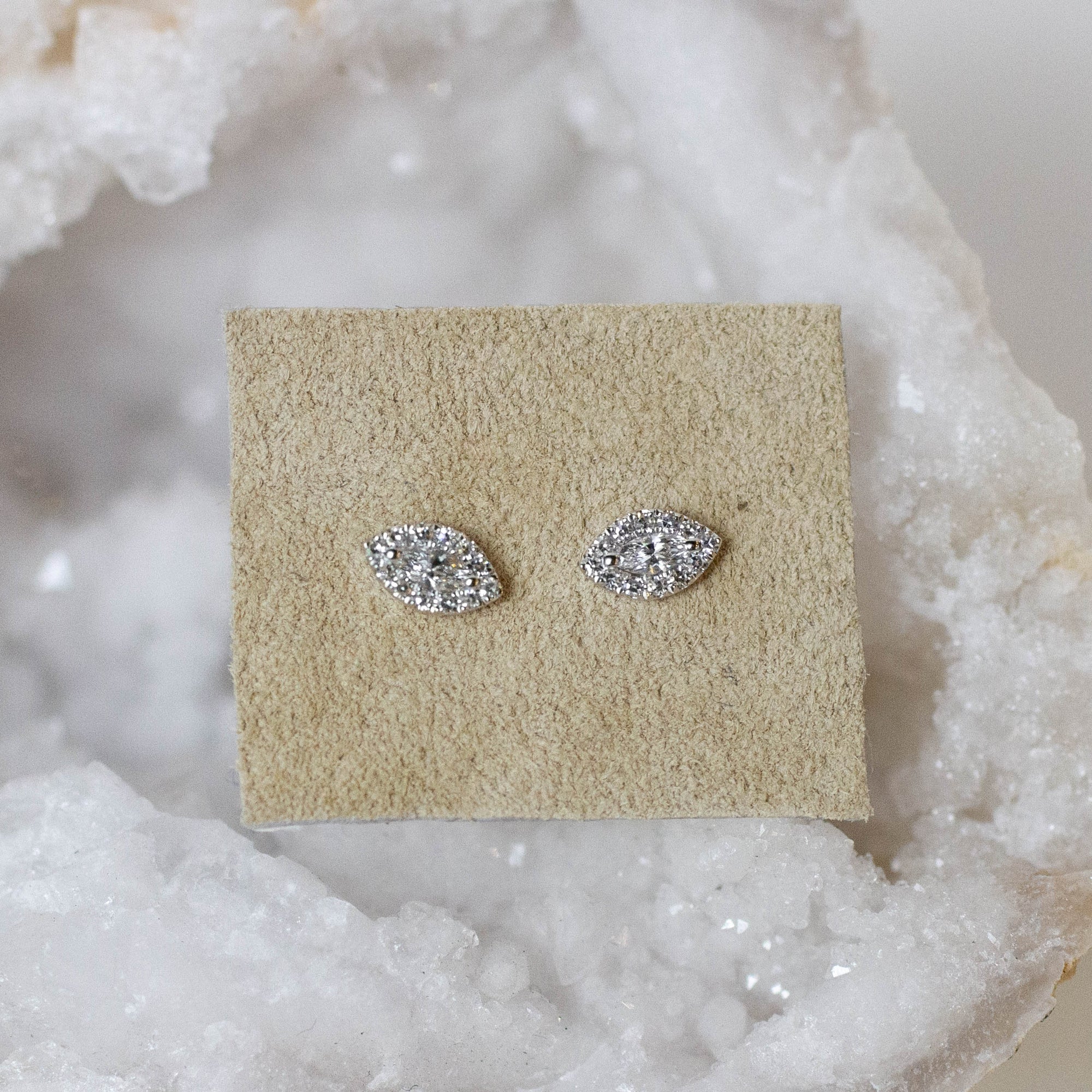 14K Diamond Marquise Posts