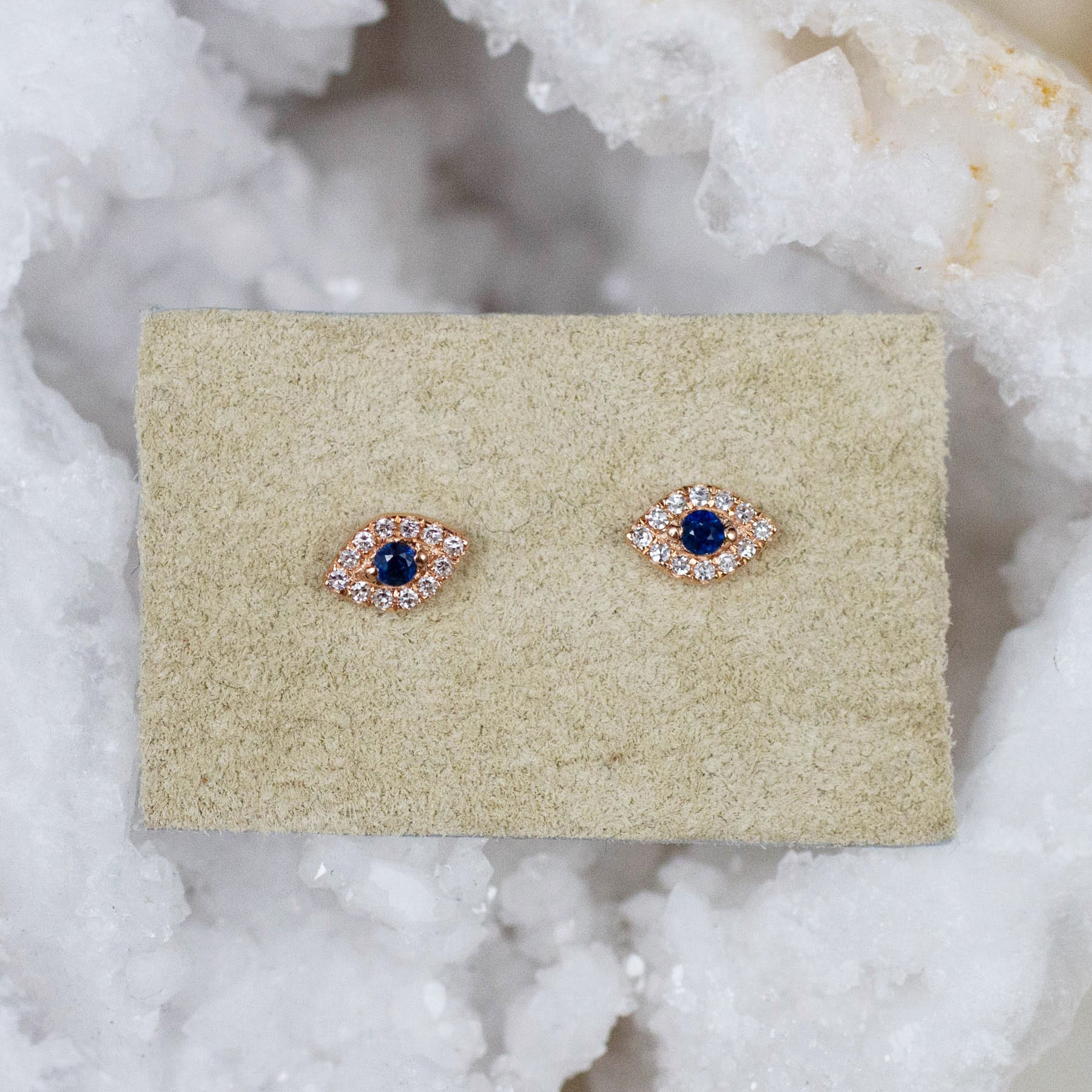 14K Diamond & Sapphire Evil Eye Posts