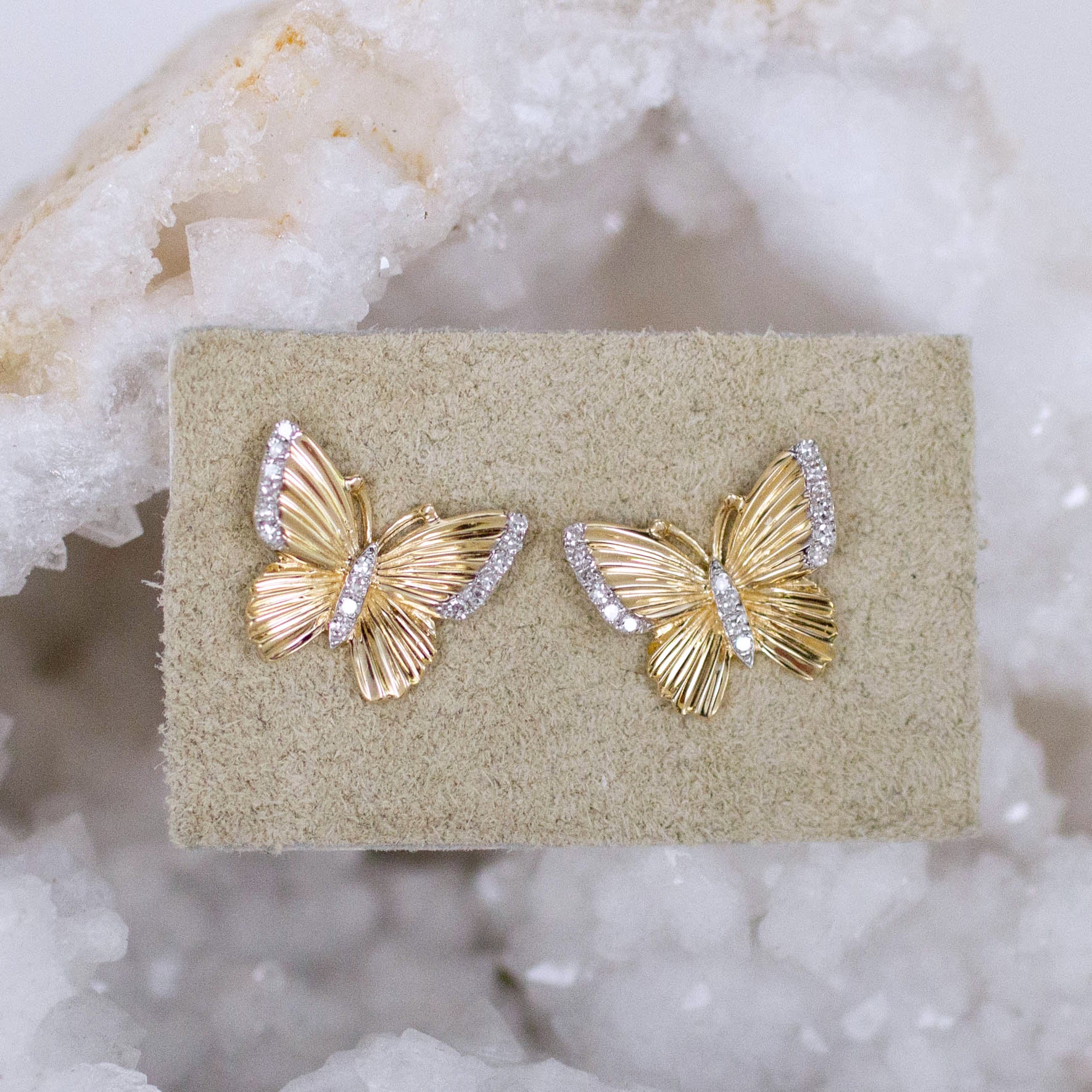 Diamond butterfly studs Clearance