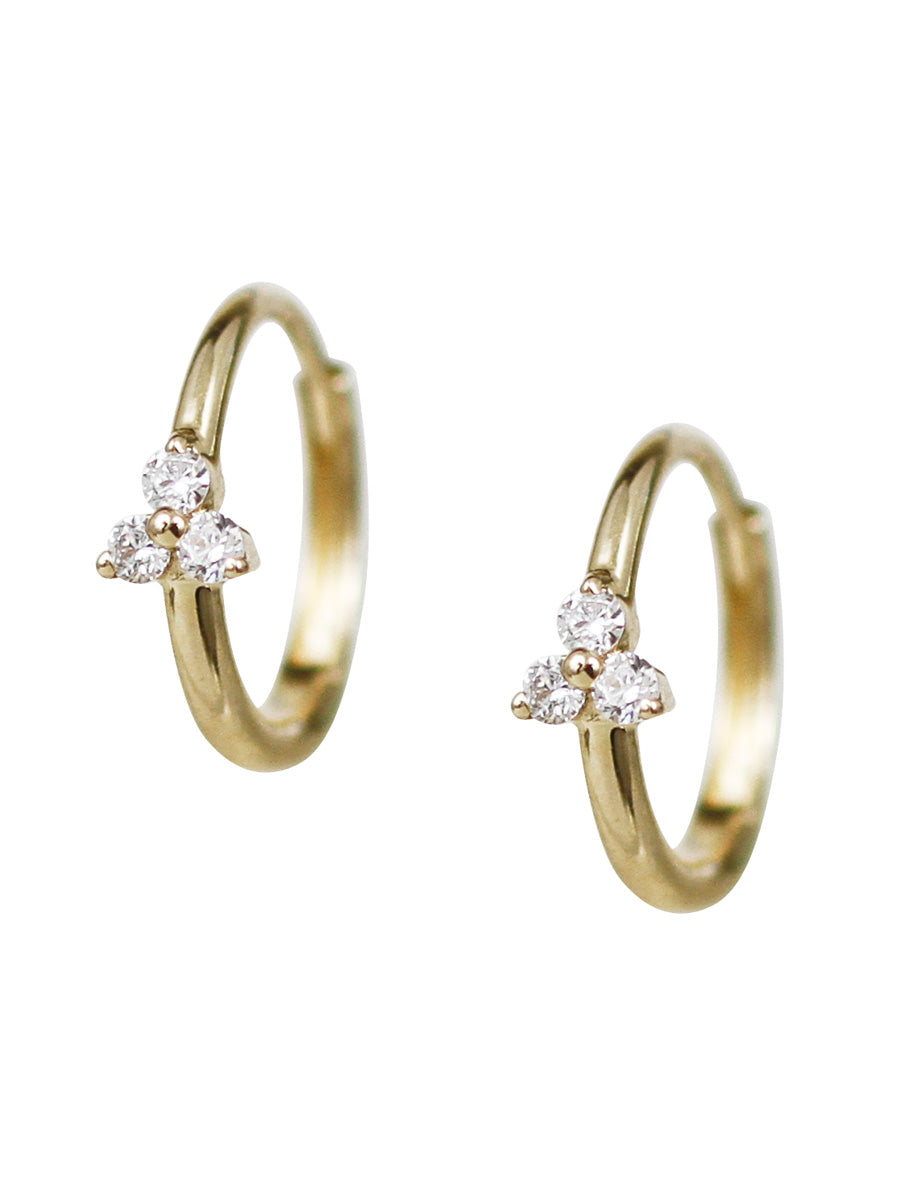 14K Diamond Trio Accent Huggie Hoops
