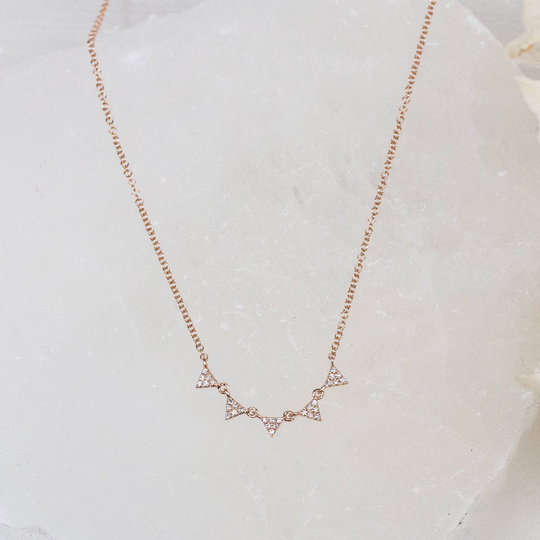 14K Diamond Triangle Necklace