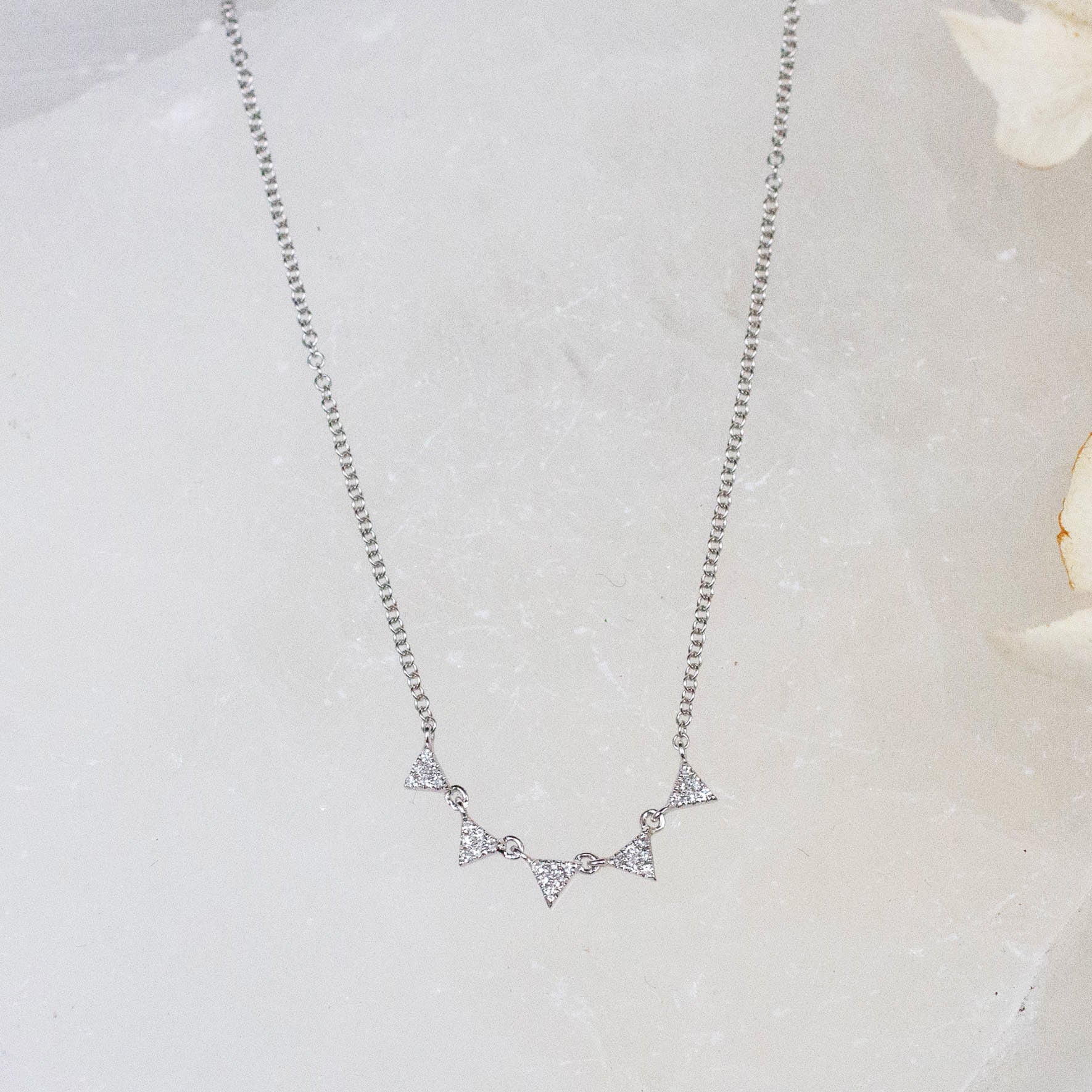14K Diamond Triangle Necklace