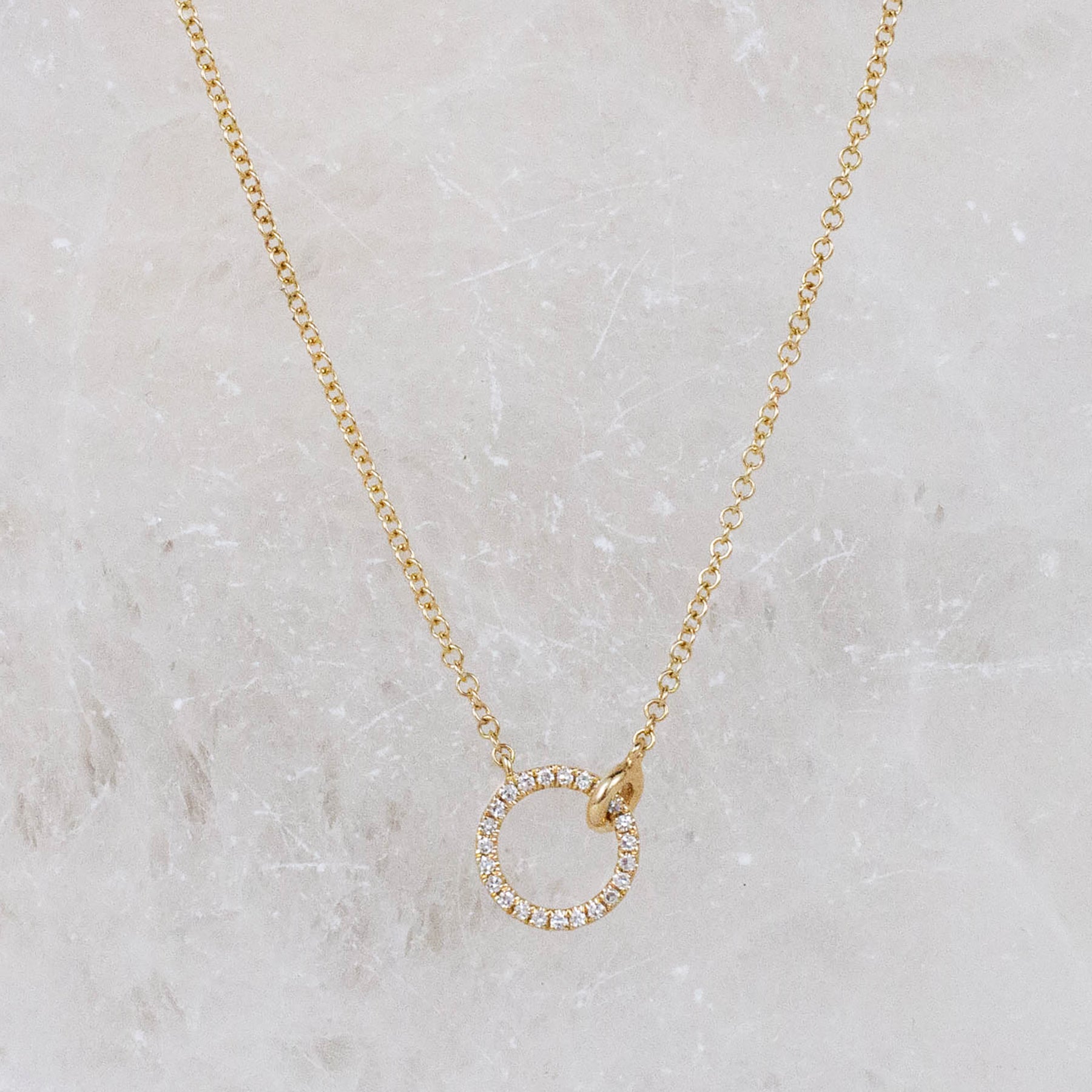 14K Diamond Circle Necklace