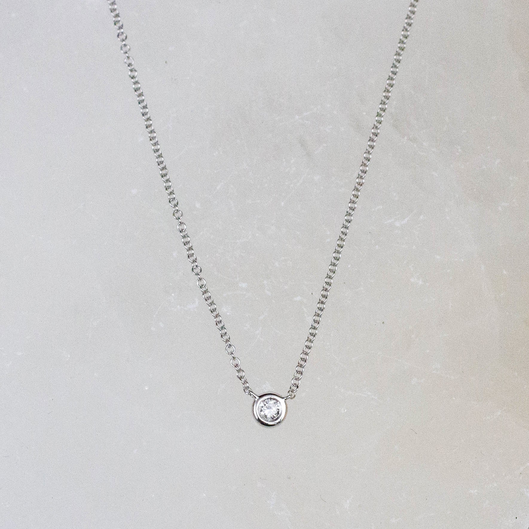 14K Single Diamond Choker Necklace