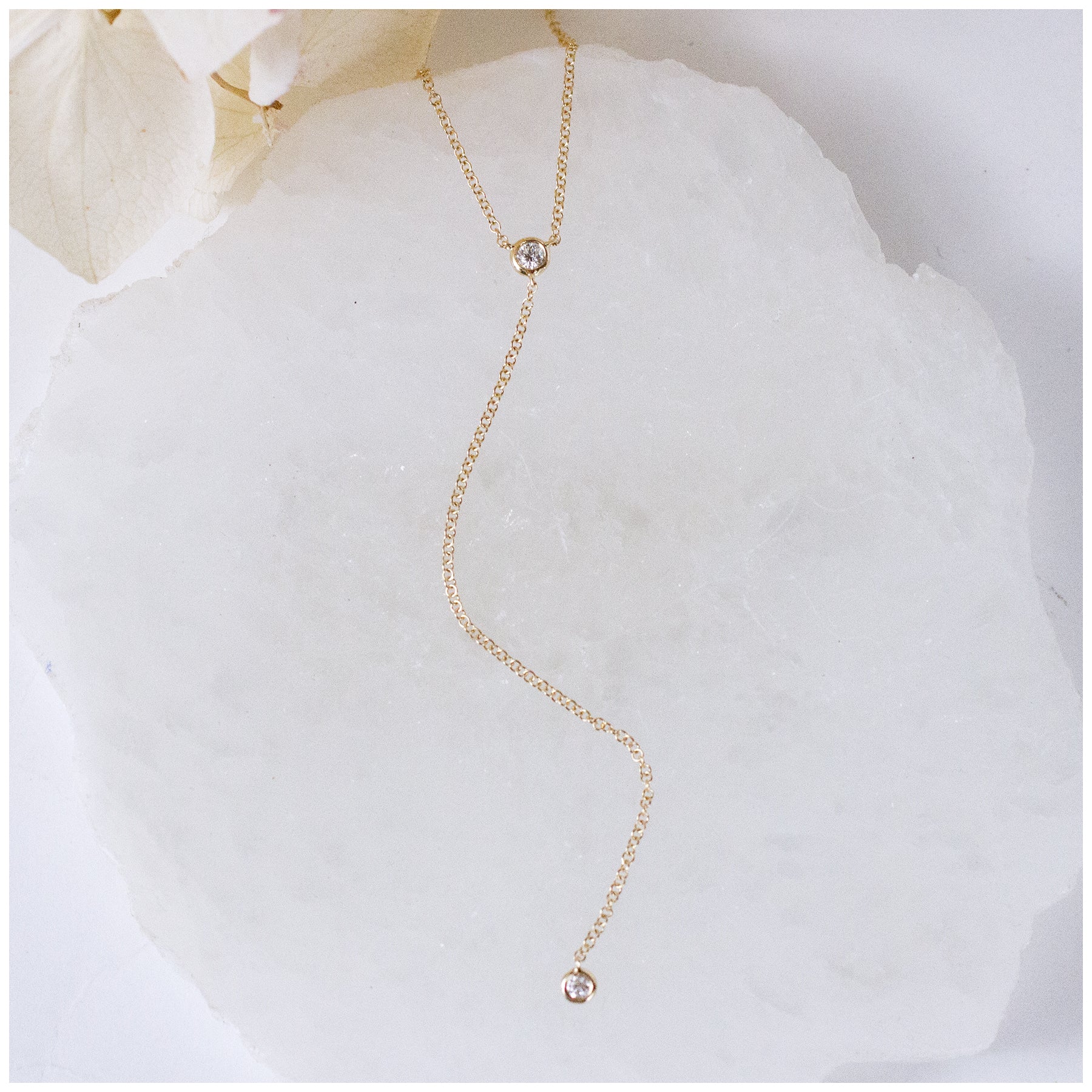 14K Diamond Lariat Necklace