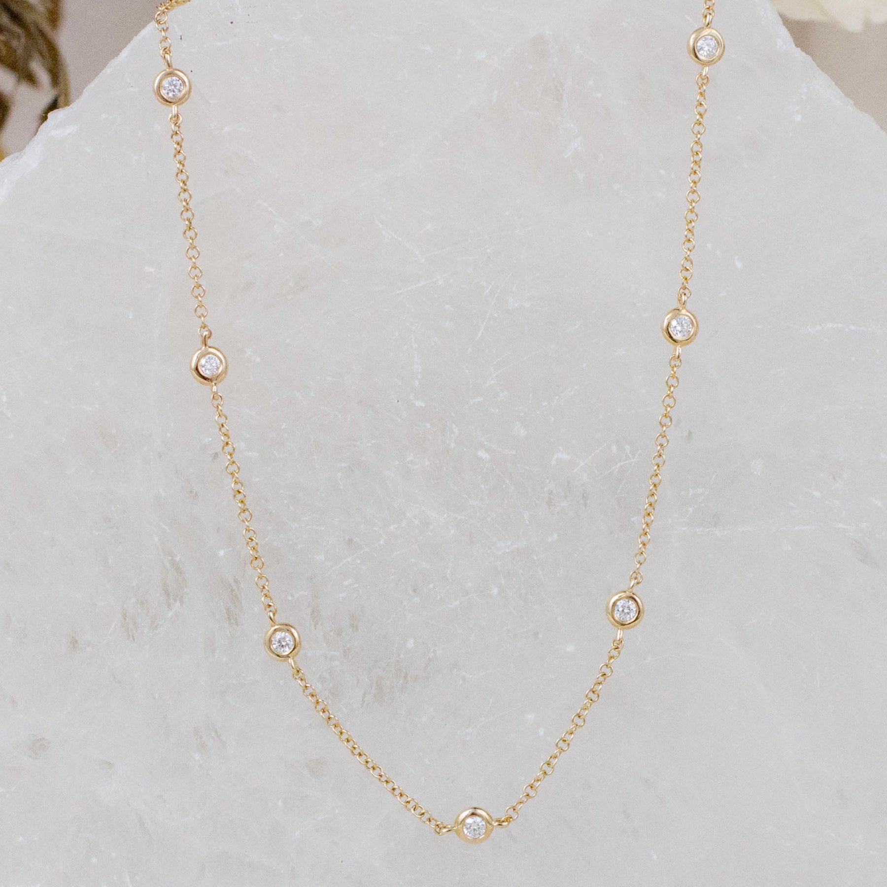 14K Diamond Mutli-Bezel Necklace