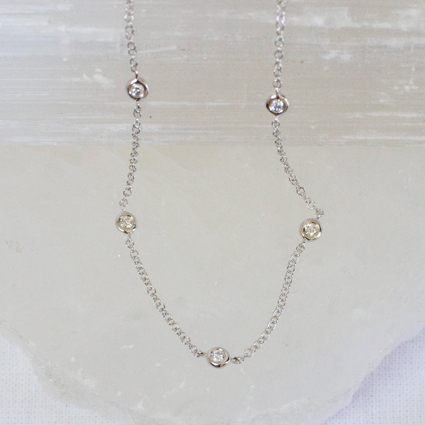 14K Diamond Mutli-Bezel Necklace