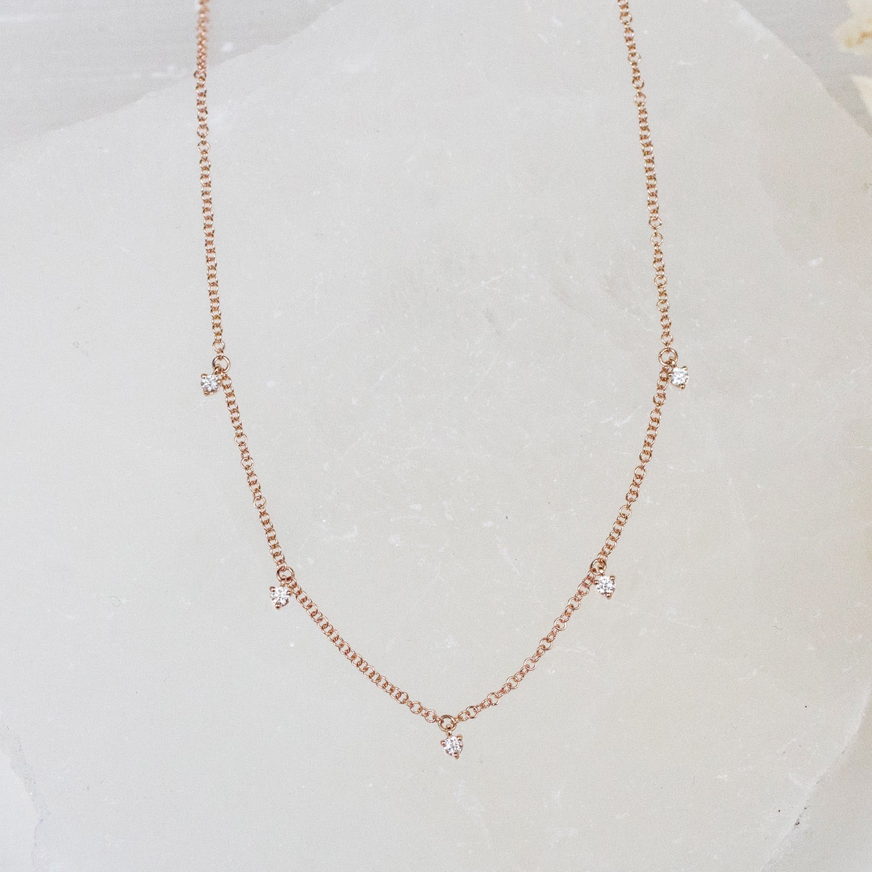 14K Diamond Dew Drop Charm Necklace