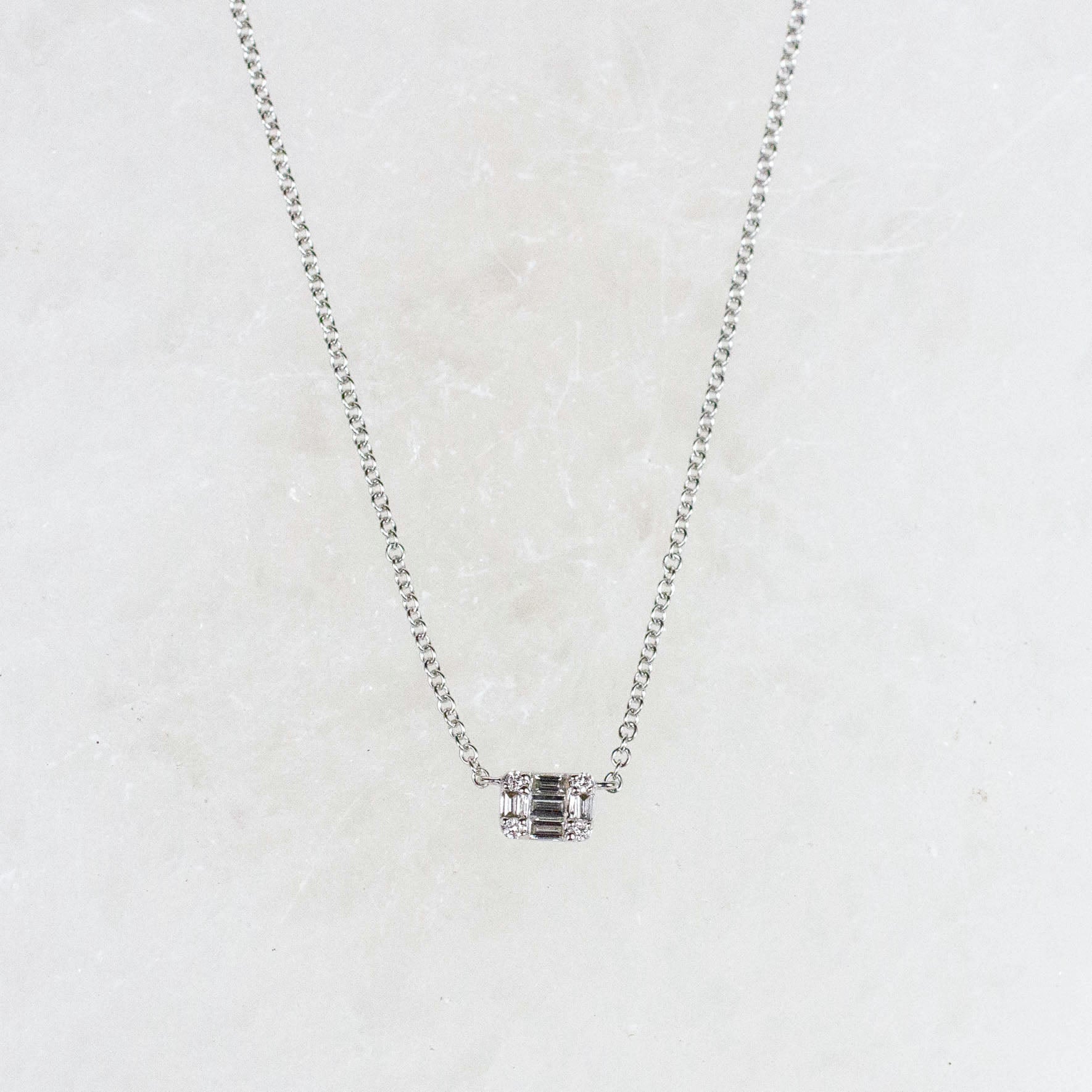 14K Diamond Petite Baguette Necklace