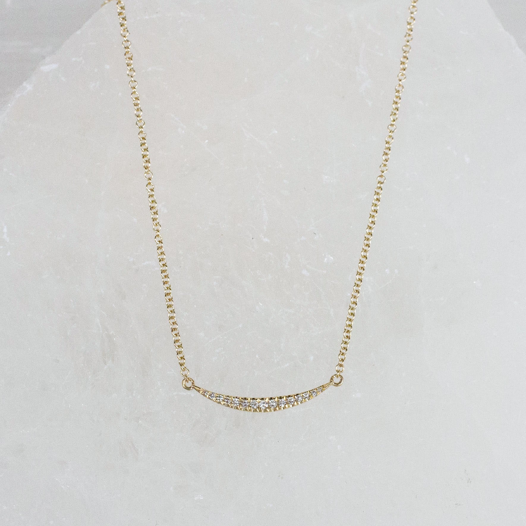 14K Diamond Tapered Curve Necklace