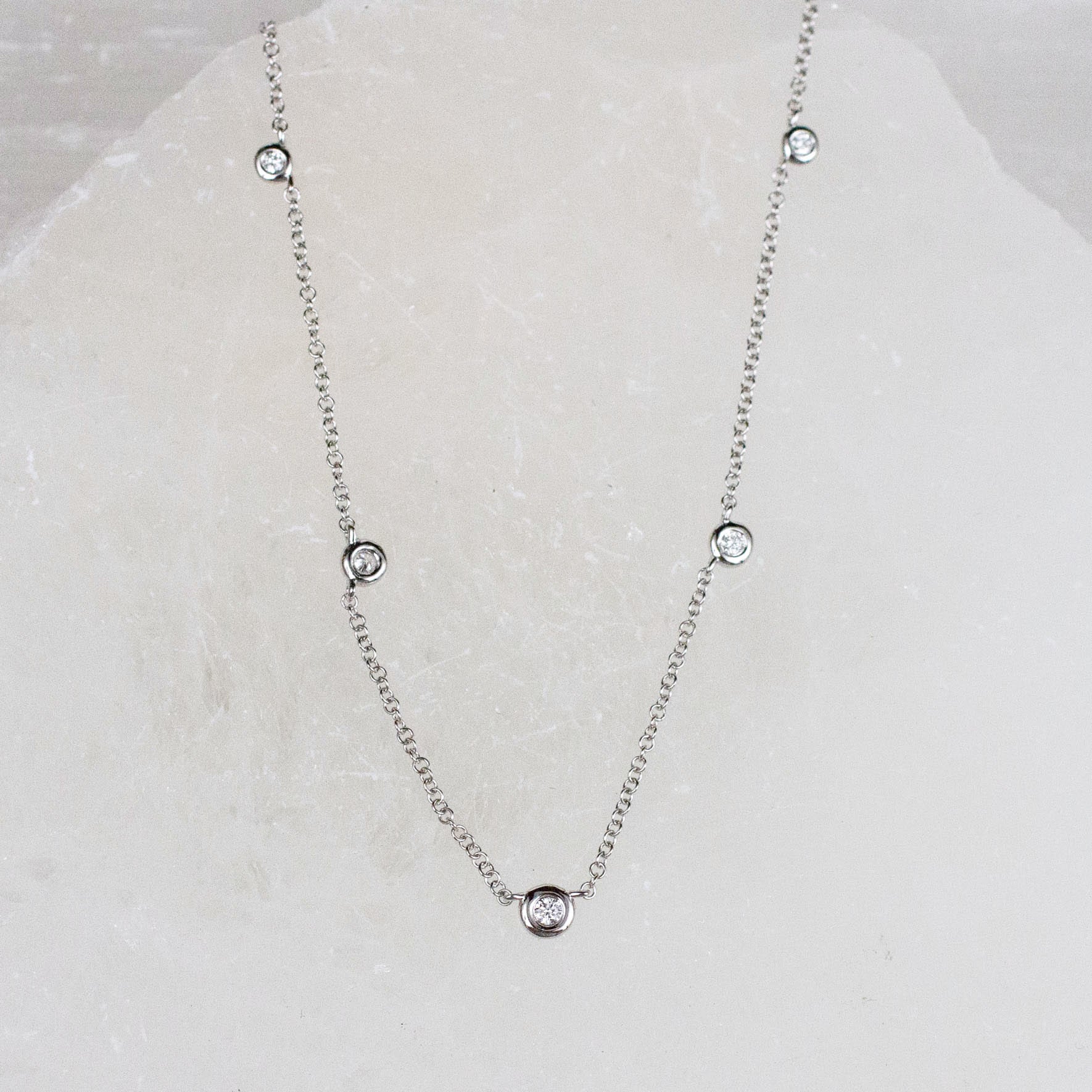 14K Diamond Round Charm Necklace