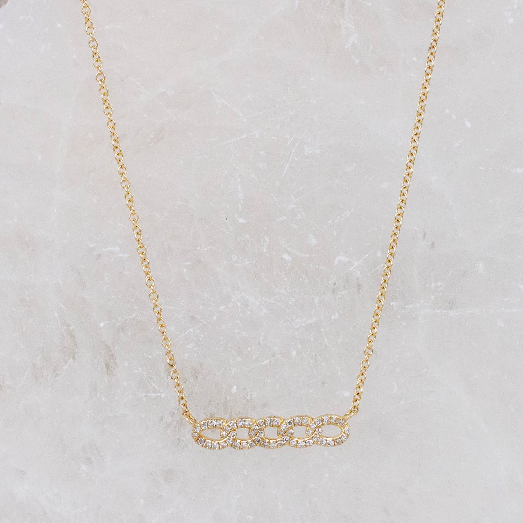 14K Diamond Vintage Bar Chain Necklace