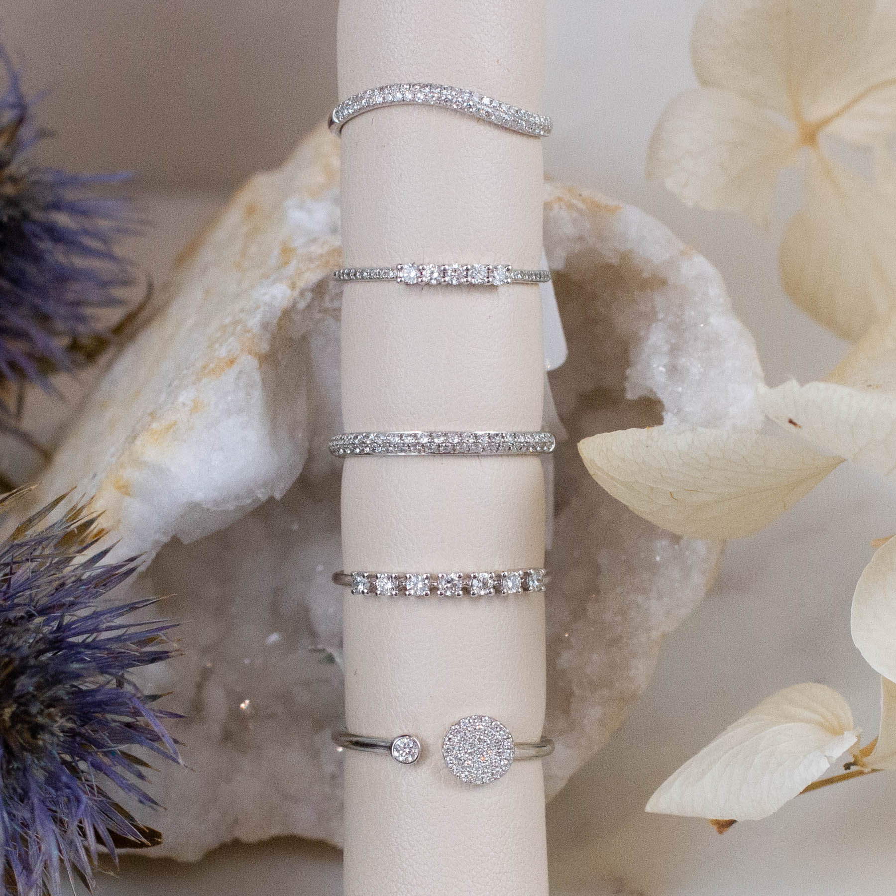 14K Diamond Disc Open Ring