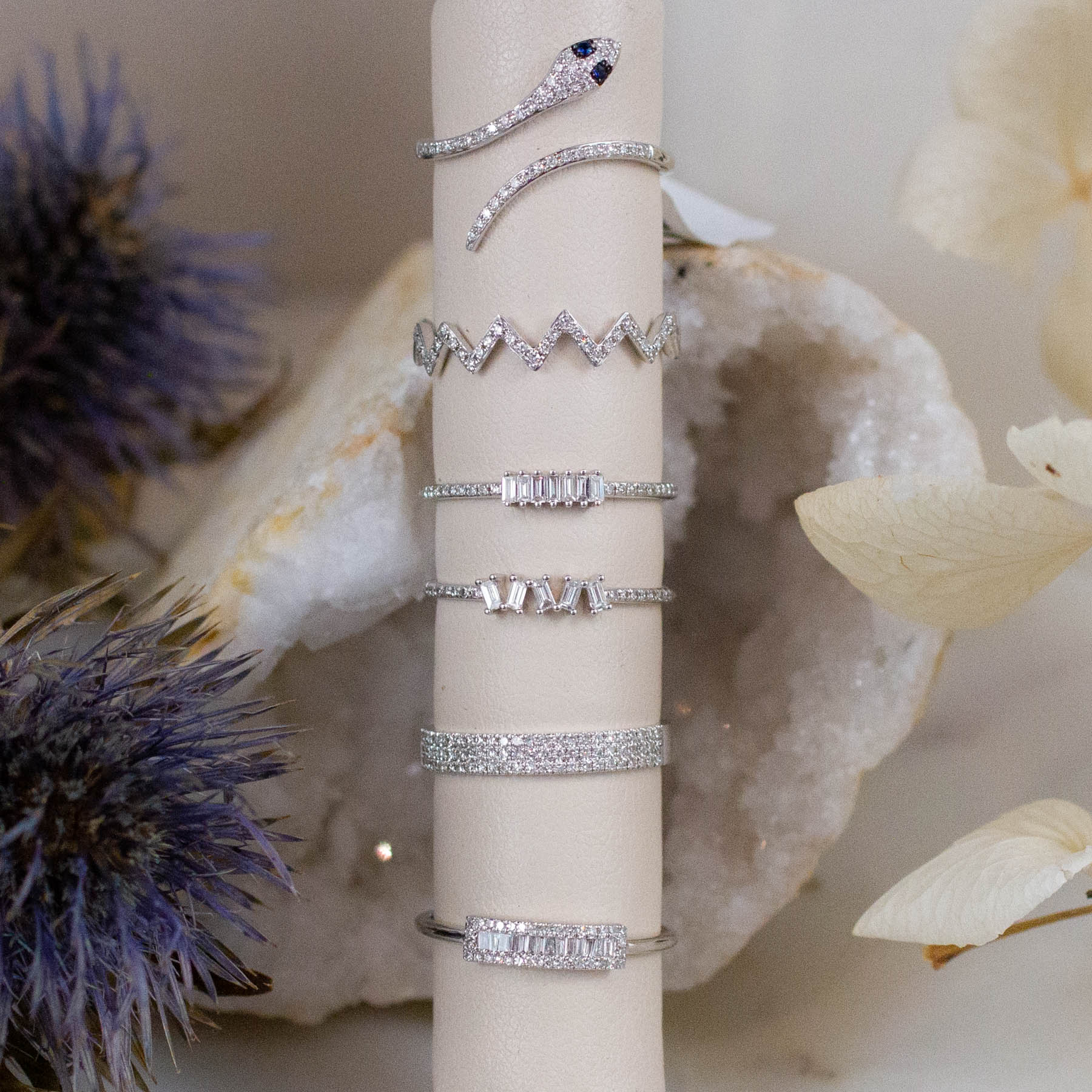 14K Diamond Zig Zag Ring