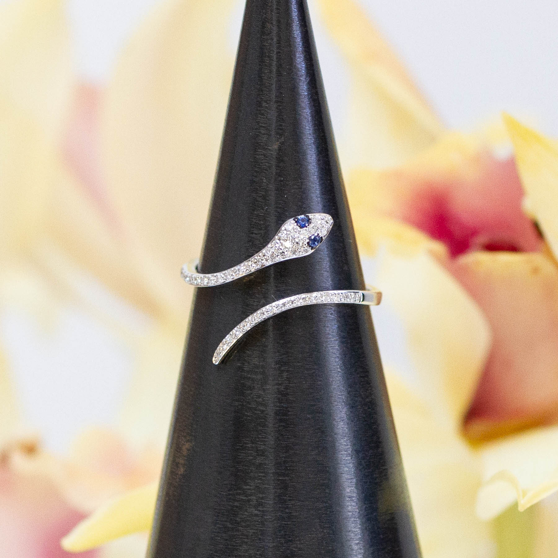14K Diamond Snake Ring