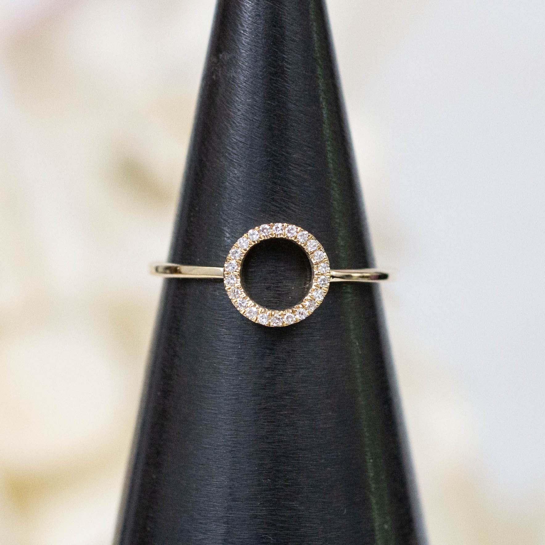14K Diamond Open Circle Ring